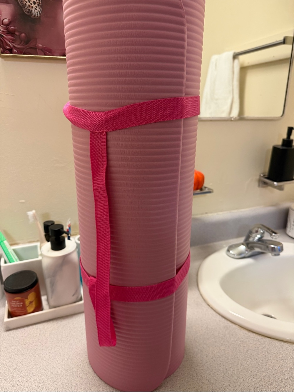Pink Yoga Mat with Carry Strap - Unbranded